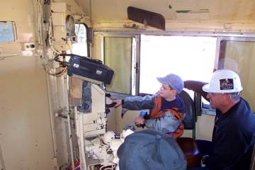 Nathan Drives a Locomotive at Portola Railroad Museum - 3