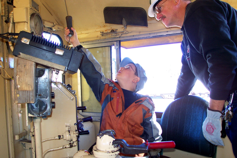 Nathan Drives a Locomotive at Portola Railroad Museum - 1