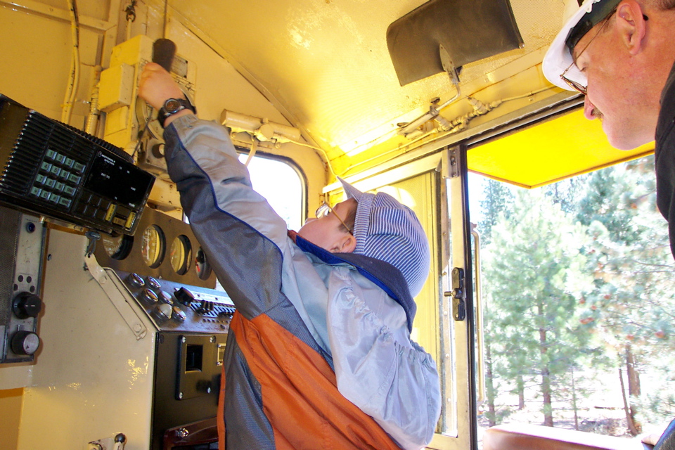 Nathan Drives a Locomotive at Portola Railroad Museum - 5