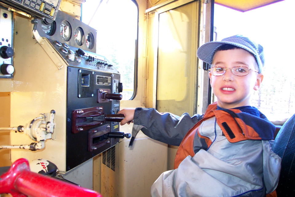 Nathan Drives a Locomotive at Portola Railroad Museum - 7