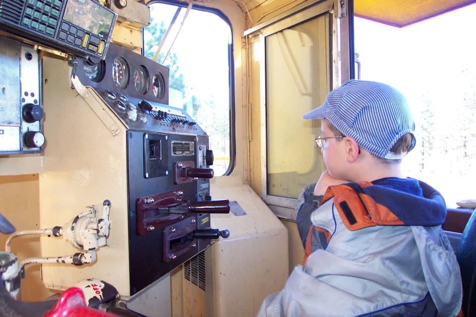 Nathan Drives a Locomotive at Portola Railroad Museum - 8
