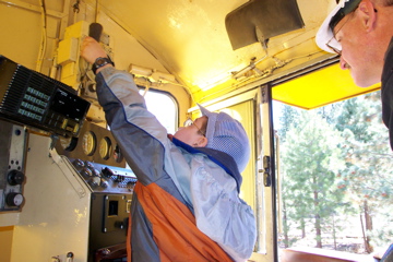 Nathan Drives a Locomotive at Portola Railroad Museum - 5